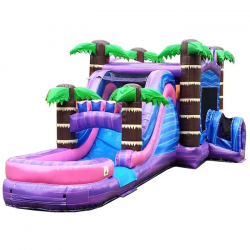 mega inflatable water slide bounce house tropical purple marble1 1709768788 Wet / Dry Mega Purple Marble Bounce House Slide Combo